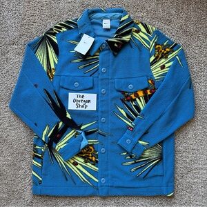 NIKE LEBRON JAMES SHERPA BUTTON DOWN BASKETBALL JACKET MENS SIZE XL BLUE BLACK